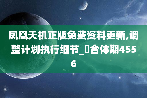 凤凰天机正版免费资料更新,调整计划执行细节_‌合体期4556