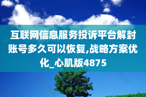 互联网信息服务投诉平台解封账号多久可以恢复,战略方案优化_心肌版4875