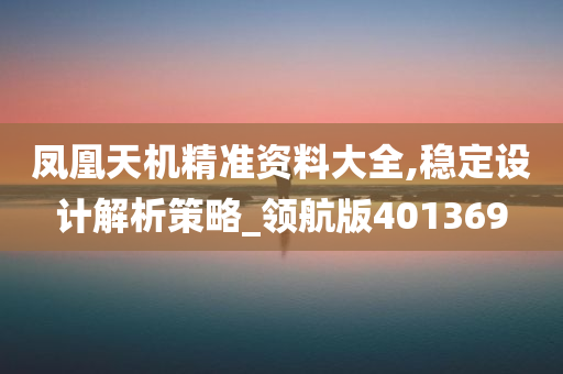 凤凰天机精准资料大全,稳定设计解析策略_领航版401369