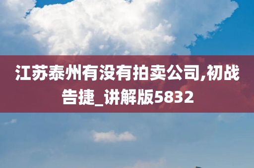 江苏泰州有没有拍卖公司,初战告捷_讲解版5832