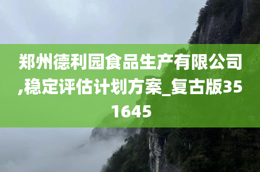 郑州德利园食品生产有限公司,稳定评估计划方案_复古版351645