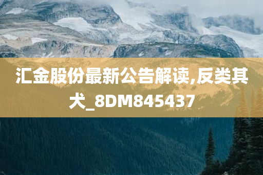 汇金股份最新公告解读,反类其犬_8DM845437