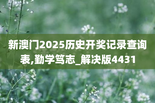 新澳门2025历史开奖记录查询表,勤学笃志_解决版4431