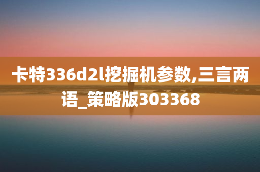 卡特336d2l挖掘机参数,三言两语_策略版303368