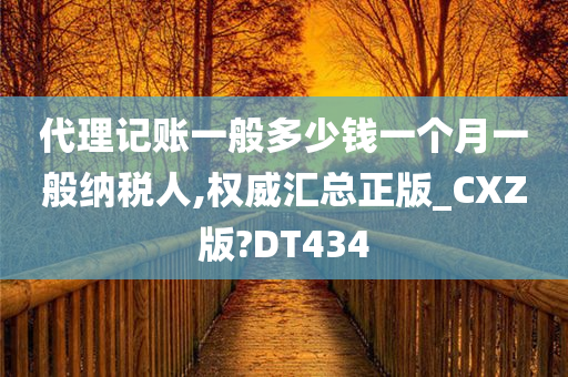 代理记账一般多少钱一个月一般纳税人,权威汇总正版_CXZ版?DT434