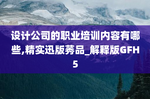 设计公司的职业培训内容有哪些,精实迅版莠品_解释版GFH5