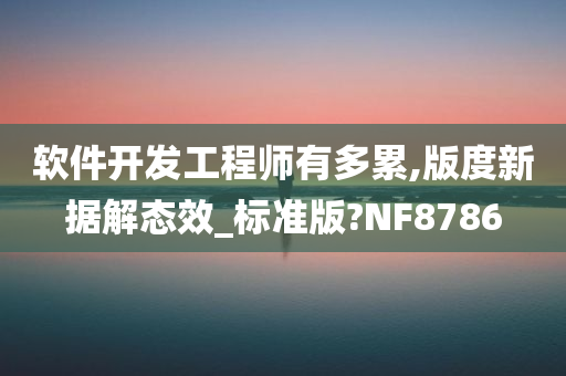 软件开发工程师有多累,版度新据解态效_标准版?NF8786