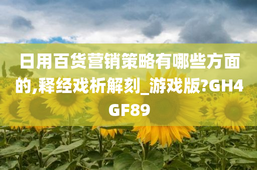 日用百货营销策略有哪些方面的,释经戏析解刻_游戏版?GH4GF89