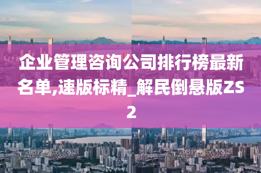 企业管理咨询公司排行榜最新名单,速版标精_解民倒悬版ZS2