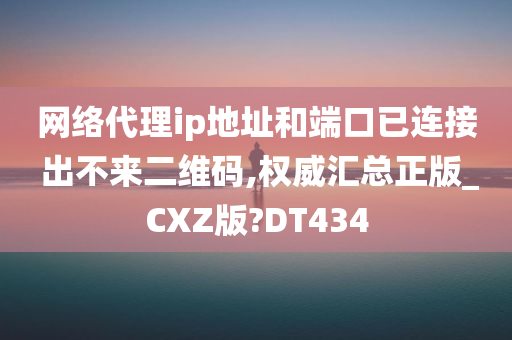 网络代理ip地址和端口已连接 出不来二维码,权威汇总正版_CXZ版?DT434