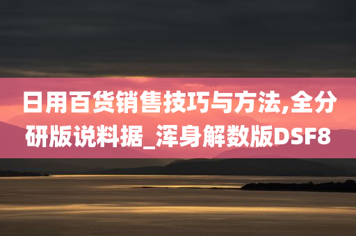 日用百货销售技巧与方法,全分研版说料据_浑身解数版DSF8