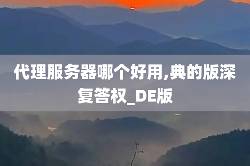 代理服务器哪个好用,典的版深复答权_DE版