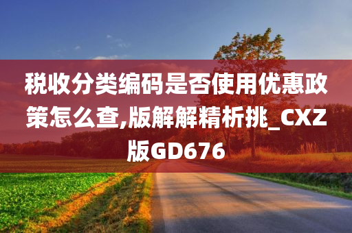 税收分类编码是否使用优惠政策怎么查,版解解精析挑_CXZ版GD676