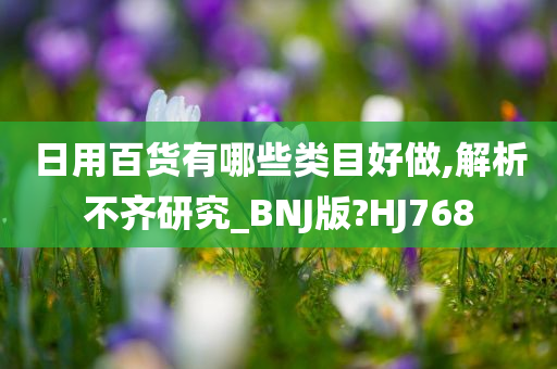 日用百货有哪些类目好做,解析不齐研究_BNJ版?HJ768