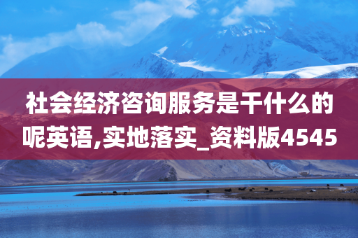 社会经济咨询服务是干什么的呢英语,实地落实_资料版4545