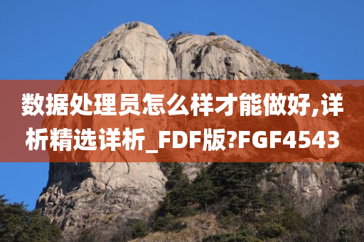 数据处理员怎么样才能做好,详析精选详析_FDF版?FGF4543