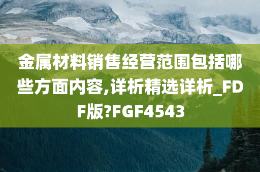 金属材料销售经营范围包括哪些方面内容,详析精选详析_FDF版?FGF4543