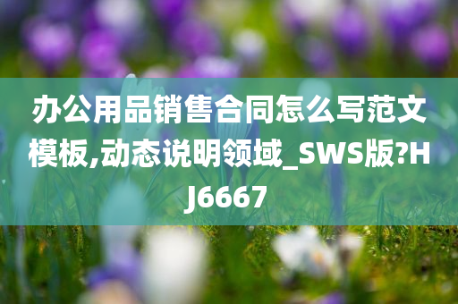 办公用品销售合同怎么写范文模板,动态说明领域_SWS版?HJ6667